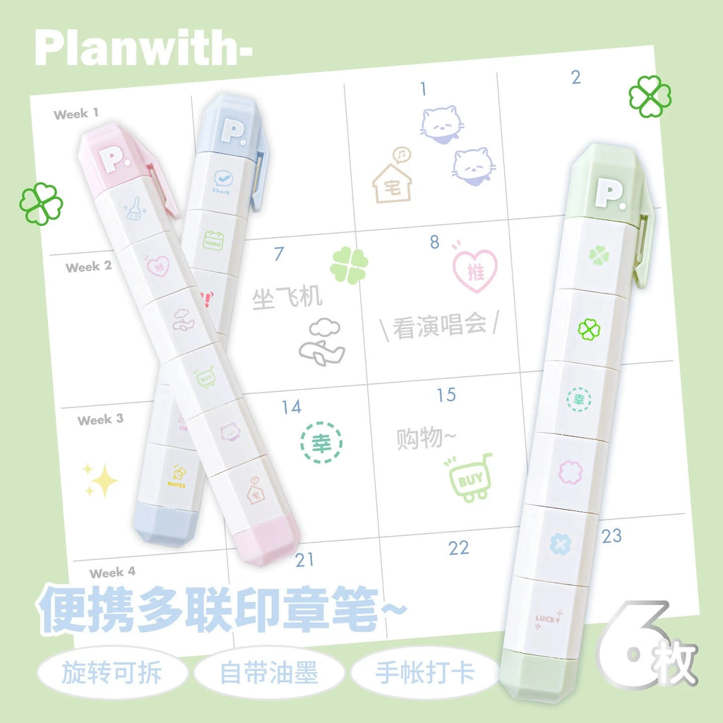 Cute Multi-link Mood Stamp Set – Kawaii INS Style Journal Diary Stamps, Scrapbooking Supplies for Planners Crafting, Creative Marking Tools for Teens Girls