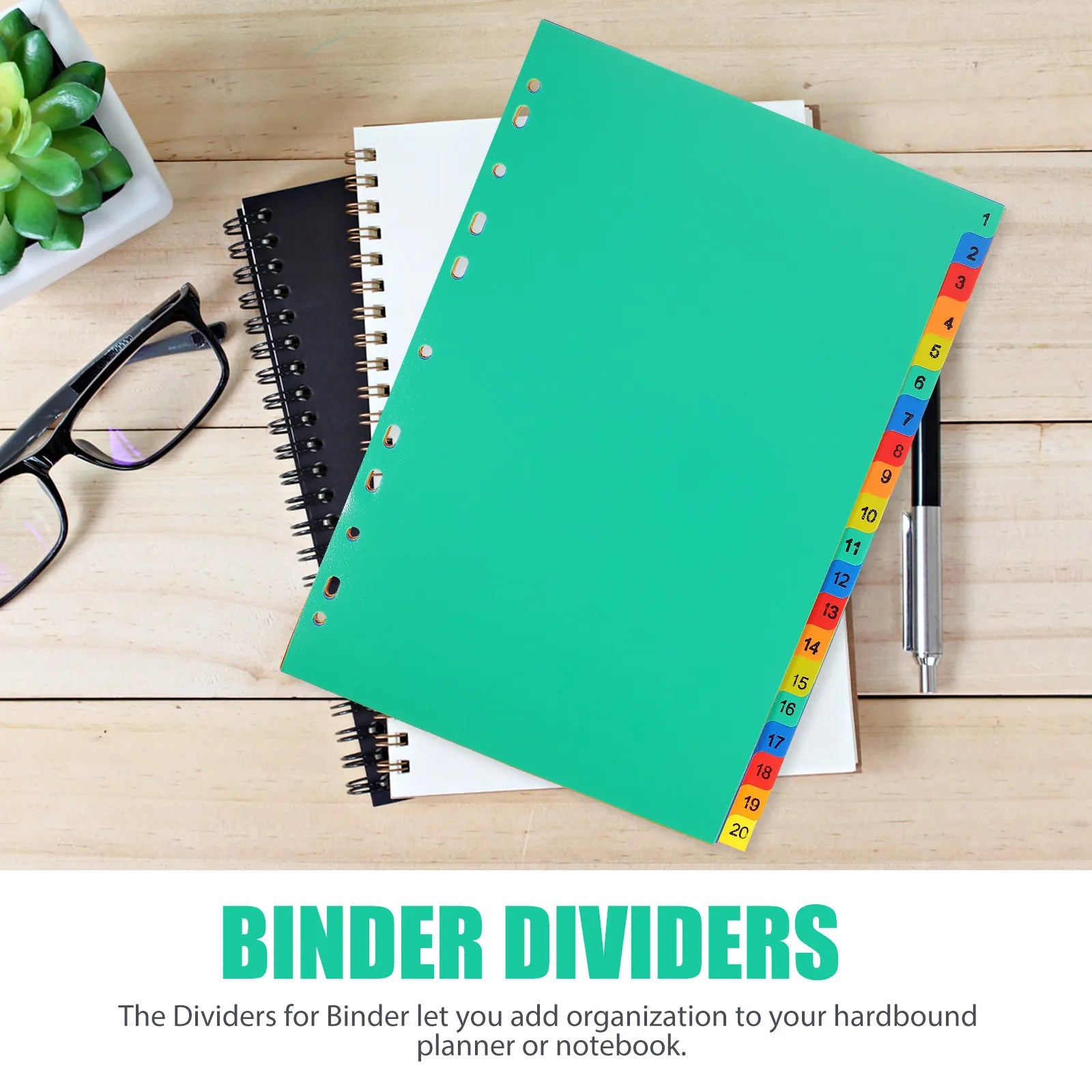20Pcs Index Dividers Binder Tabs Plastic Dividers for Office Notebook Loose-Leaf Page Markers File Separators Document