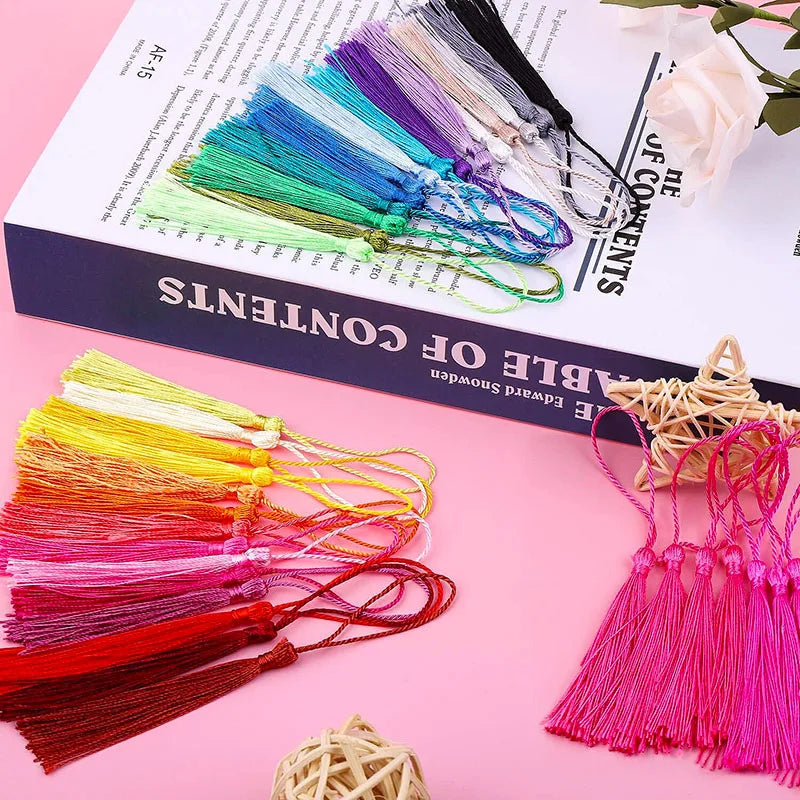 100pcs/Pack 13cm Tassel Silk Fringe Silky Floss Bookmark Tassels Mini Tassels for DIY Craft Jewelry Making Souvenir Bookmarks