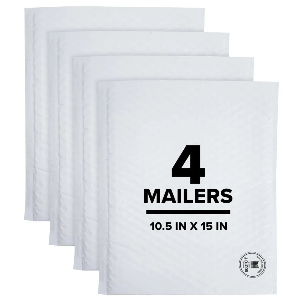 Large Poly Bubble Mailer Envelope Padded Shipping Bags 10.5 x 15 Inches Size 5 Strong Waterproof Protective Packaging for Mailing Clothes Books Documents Ecommerce Shipping Supplies Made with 50% Recycled Plastic White