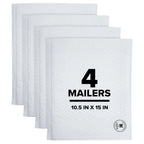 Large Poly Bubble Mailer Envelope Padded Shipping Bags 10.5 x 15 Inches Size 5 Strong Waterproof Protective Packaging for Mailing Clothes Books Documents Ecommerce Shipping Supplies Made with 50% Recycled Plastic White