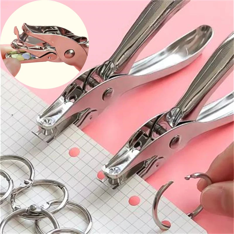 Metal 3/6mm Circular Hole Single-Hole Handheld Punching Machine, Capable of Punching Through 8 Sheets of A4 Paper - A Punch Tool