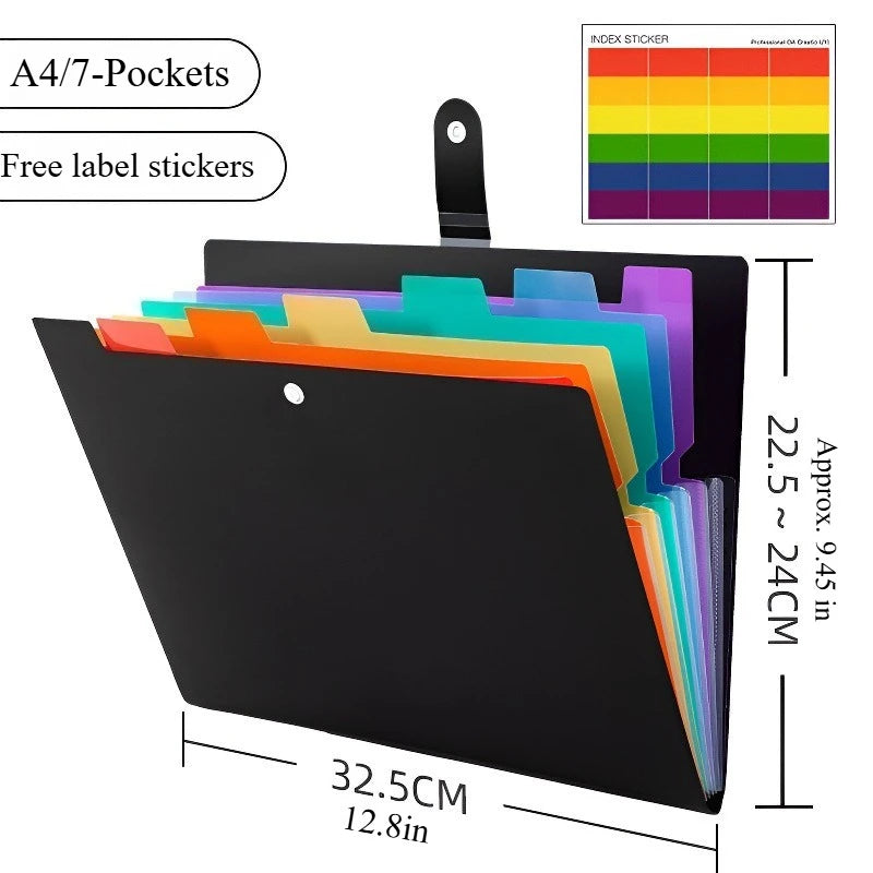 Large Capacity 13/25/37 Pockets A4 Accordion File Organizer w/Cover Handheld Document Folder Colorful Storage for School Office