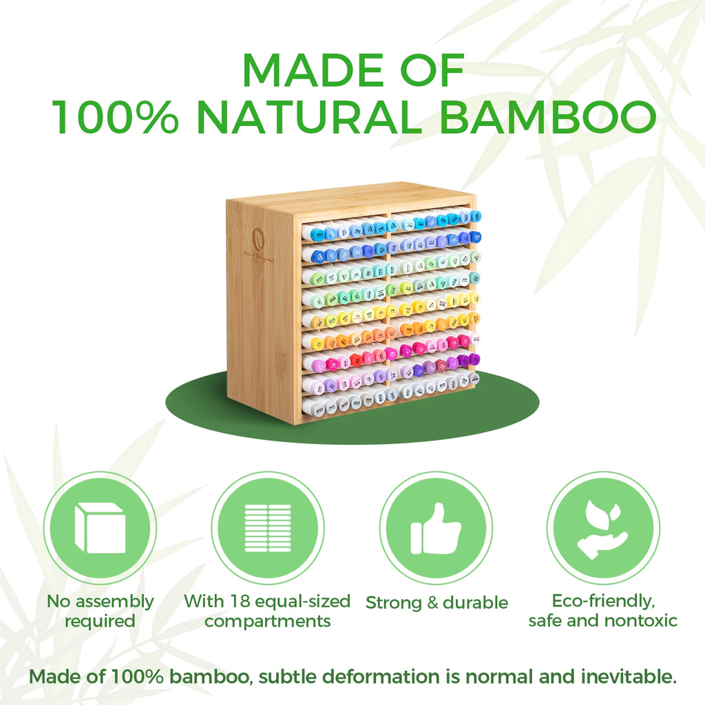Ohuhu Bamboo Marker Organizer Wooden Desktop Storage Hold 126 Markers Pens Pencils Art Brushes Stationary Organizer Pen Holder