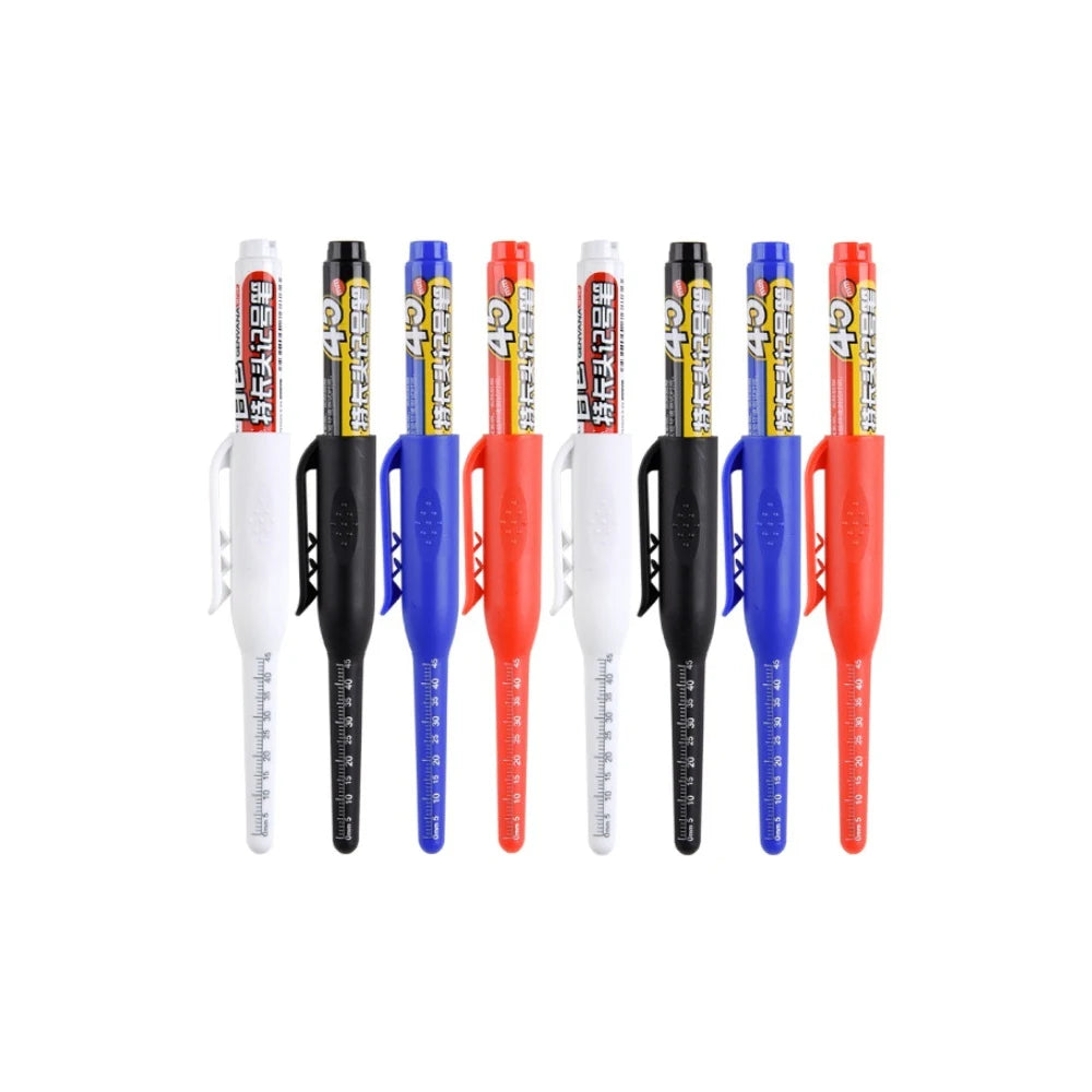 4-40Pcs White/Black/Blue/Red 45mm Deep Hole Marker Pens Long Nib Head Carpenter Pen Waterproof for Measuring Woodworking Office