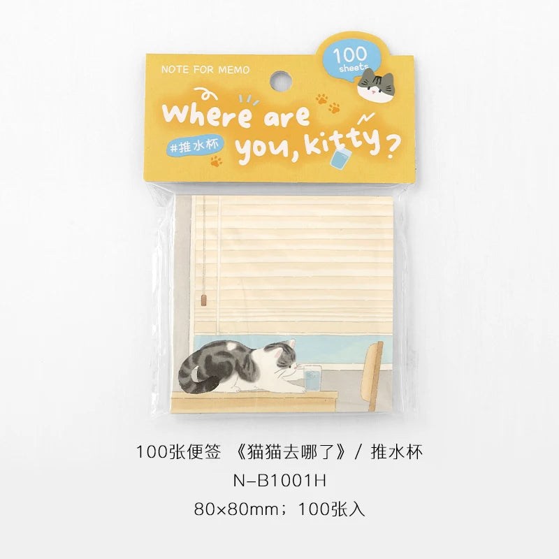 100sheets Cute Cat Memo Notes Creative Collage DIY Scrapbooking Aesthetic Material Paper School Office Supplies