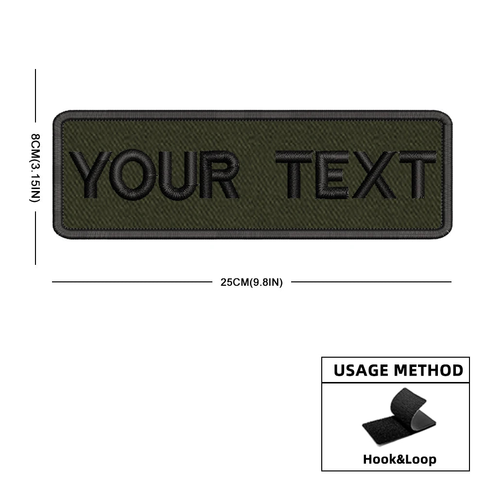 Custom Personalized Name Number Patch Stripes Badge Tags Different Sizes Iron On Or Hook Loop Embroidered Military Green Patches