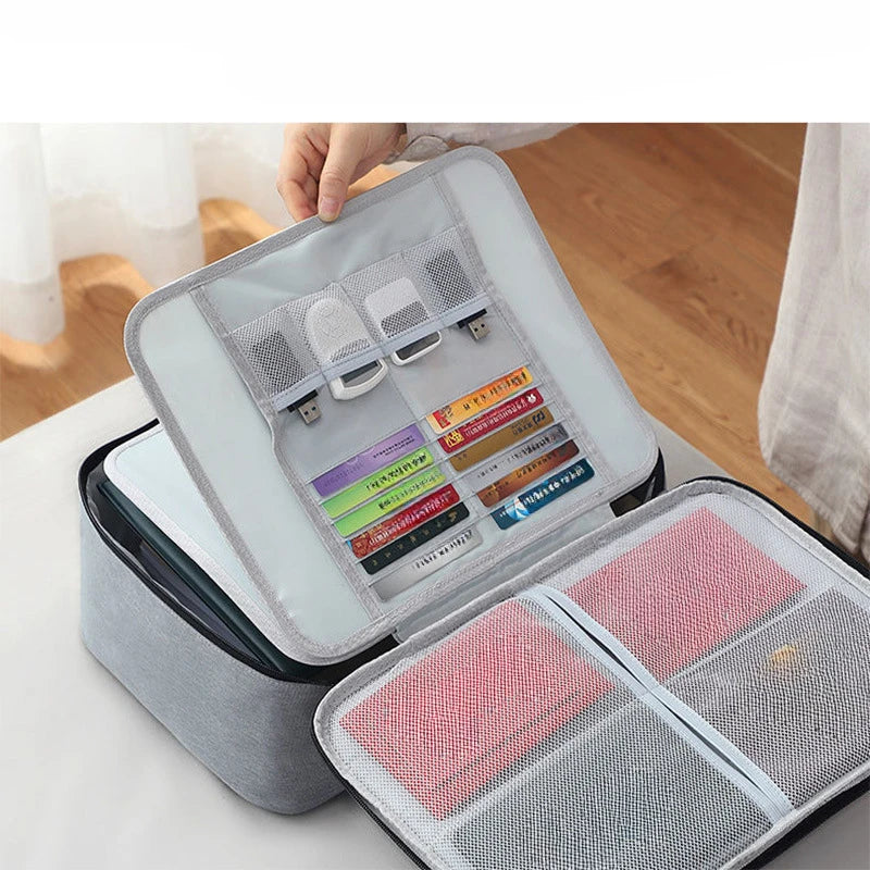 Lockable Document Storage Bag Multi Compartment Passport Card Certificate Organizer Travel Household Important File Box