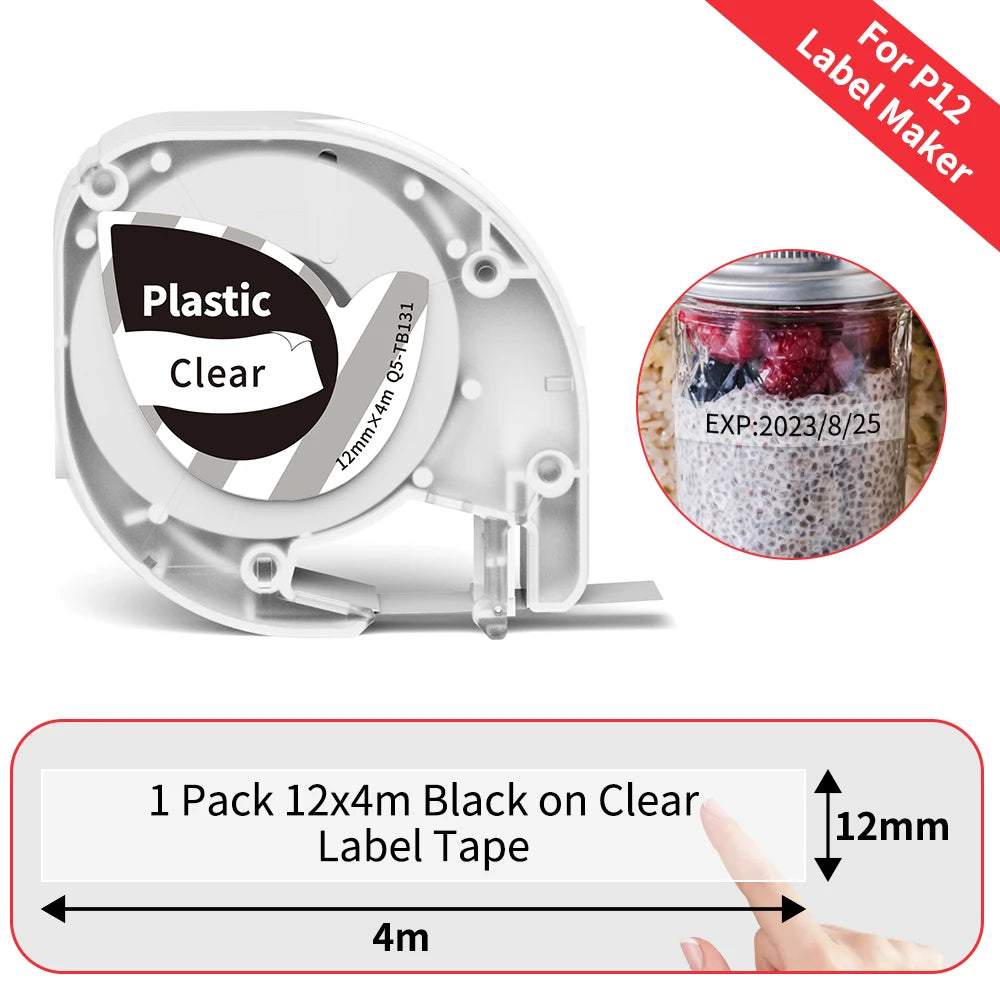 P12 Mini Label Maker Machine with Tape Bluetooth Label Printer Handheld Sticker Multiple Templates Font Inkless Sticker Maker
