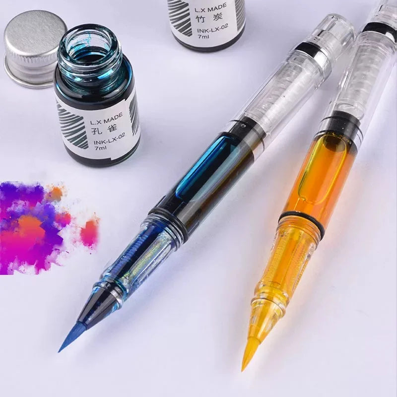 9 Color Piston Brushes Calligraphy Brushes Watercolor Brushes Paint Pen Stationery Art Schoo Supplies for Chinese Painting
