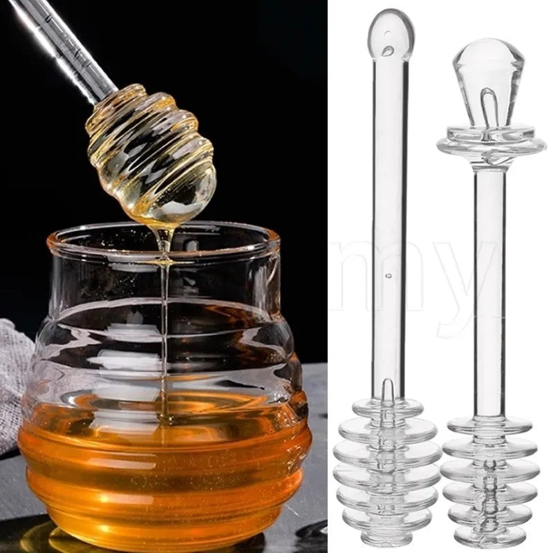1Pcs Honey Spoon Plastic Honey Dipper Stick Syrup Dispenser Spoon Jar Stick Kitchen Accessories Server Honey Cooking Tools