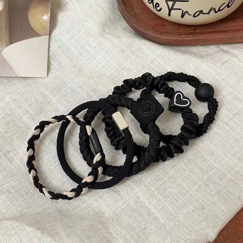5pcs/20pcs Highly Elastic and Durable Rubber Band Simple High Ponytail Hair Rope Women's Hair Rope Hair Decoration Set