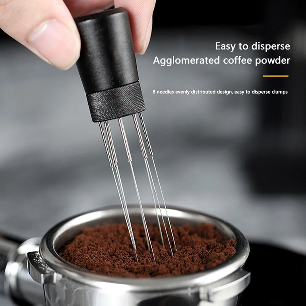 Espresso Coffee Stirrer Needle with 8 Needles Magnetic Abortion Stand Barista Coffee Stirring Distribution Tools