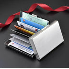 Stainless Steel RFID Anti-Theft Card Holder, Ultra Thin Anti-Demagnetization Metal Wallet, Portable Credit Purse for Men Women