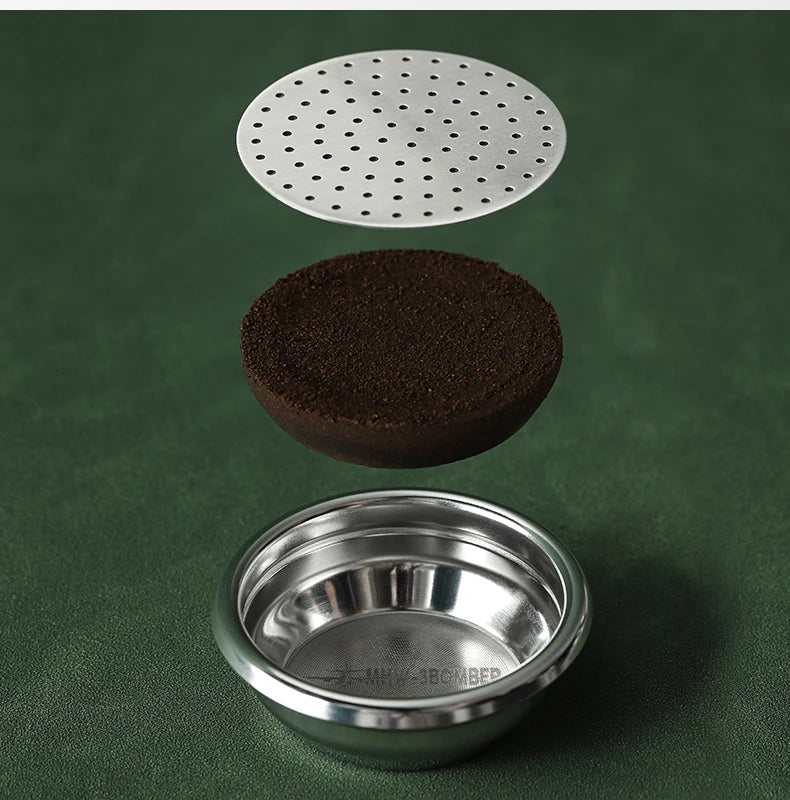 MHW-3BOMBER Titanium Coating Espresso Puck Screen 51/53/58.5mm Reusable Metal Filter 0.8mm Thickness Lower Shower Screen