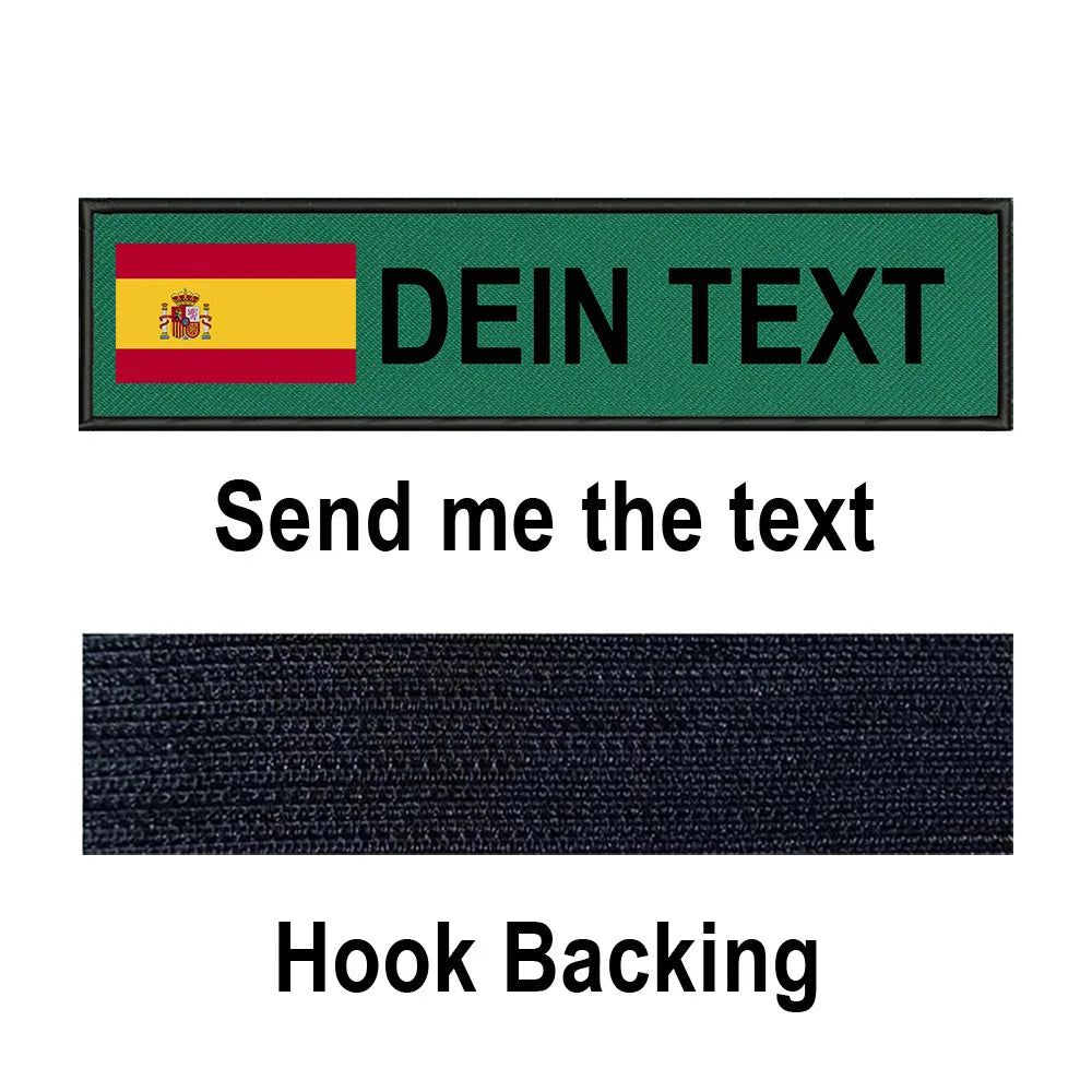 Custom Spain Flag Patch Tactical Patches Personalized Name Stripes Badge Tags Chevrons Armband Hook Loop For Military Backpack