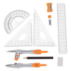 1Set Compass Protractor Ruler Set Plastic Alloy Drawing Kit for Students Math Class School Supplies Portable Lightweight