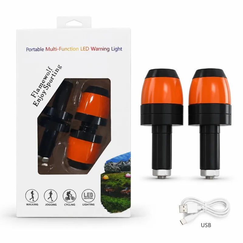 2Pcs Bicycle Handlebar Plug LED Light Intelligent Turn Signal Waterproof MTB Bar End Warning Lamp Night USB Rechargeable