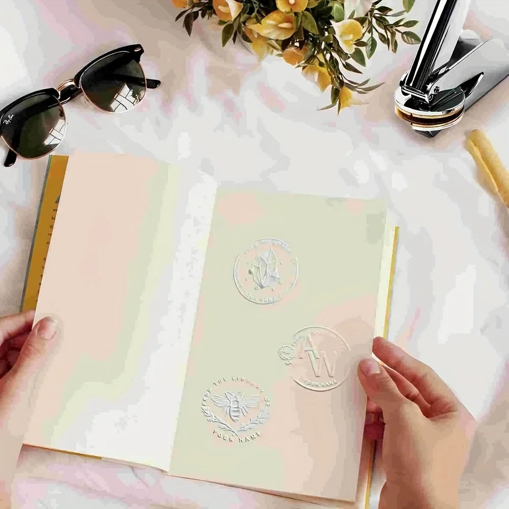 Customized Embosser Stamp Private Logo Customization Library Book Invitation Wedding Embossing Stamp Company Paper Leather Seals
