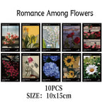 10pcs film style card romantic floral atmosphere feeling postcard niche premium DIY desktop wall dormitory room decoration