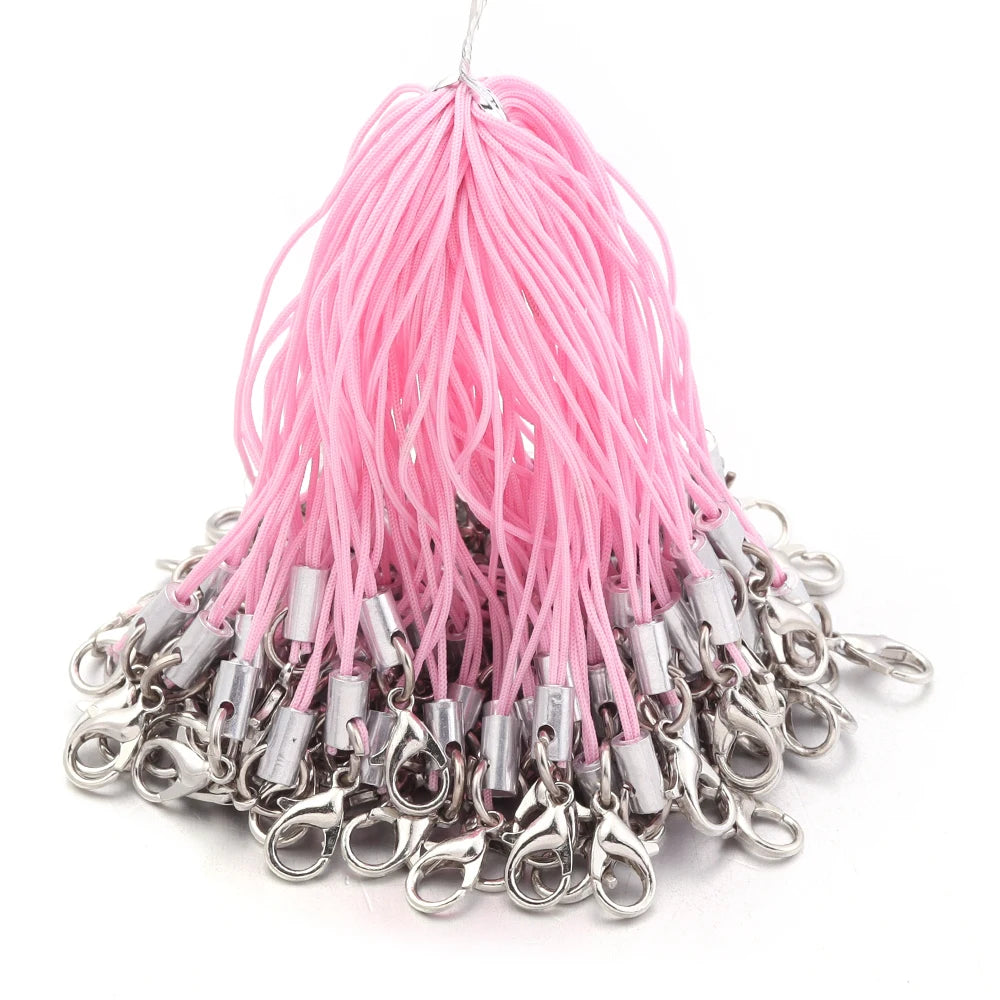 20/100Pcs Lobster Clasp Lanyard Strap Cord Mobile Phone Lanyard Polyester Key Chain Cords Charms Keyring For DIY Jewelry Making