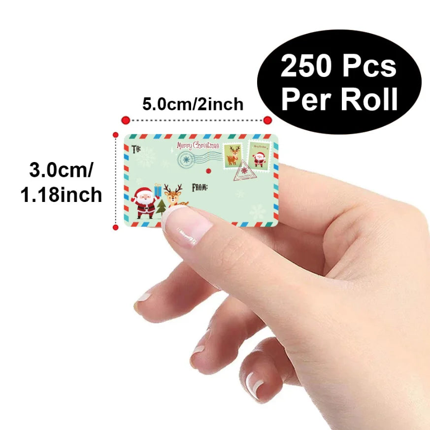 250 Pcs Christmas Tags Self Adhesive Gift Tags for Xmas Presents Christmas Name Labels Stickers for Wrapping Paper Birthday