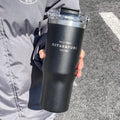 Large Capacity Insulation Cup, 30.43oz Drinking Coffee Water Cup With Straw, Simple Water Bottle