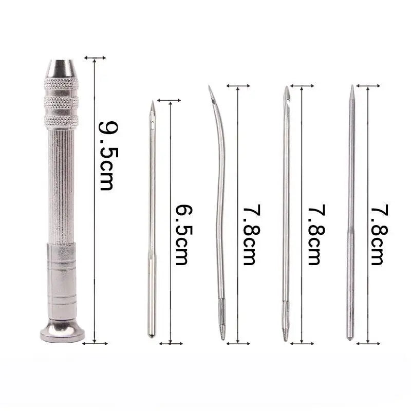 Leather Sewing Awl Set Metal/Wood/Plastic Multifunctional Shoes Repair Tool Kit Punch Stitching Needles DIY Candle Mold Punching