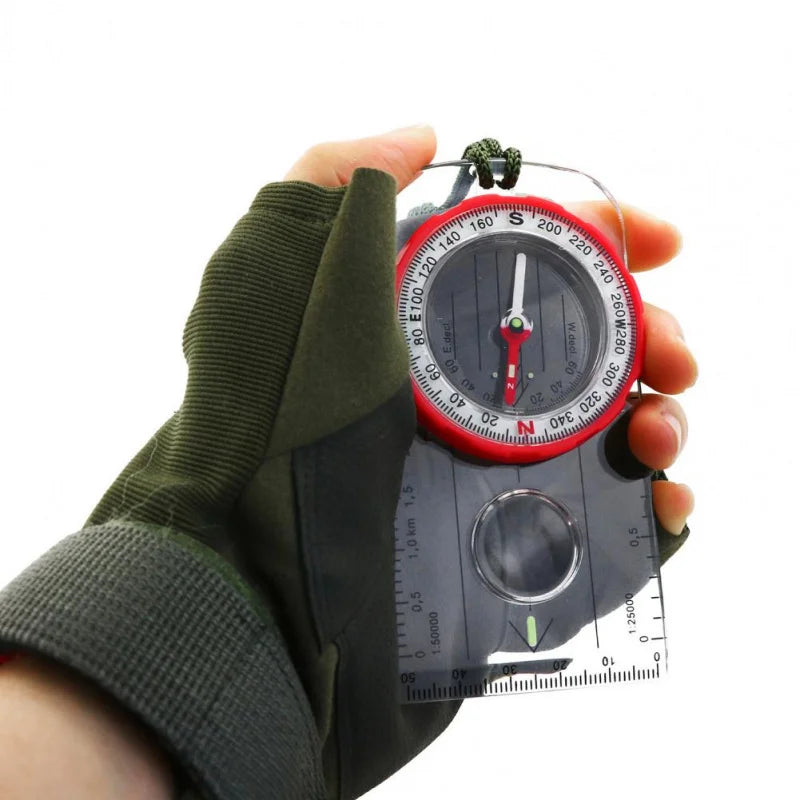 Orienteering Compass Lanyard Waterproof 360-degree Rotating Dial Luminous Display Magnifying Glass Map Scale Camping Compass