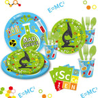 Chemistry Experiment Learning Science Theme Tableware Disposable Paper Cups Paper Plates Birthday Party Set Decoration Supplies
