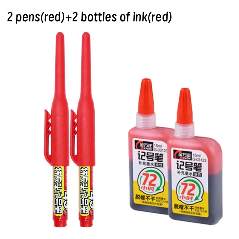 Lot 45mm Waterproof Long Head Nib Deep Hole Markers Pen Tile Carpenter Pen Multi-purpose for Woodworking Black/Blue/Red Ink
