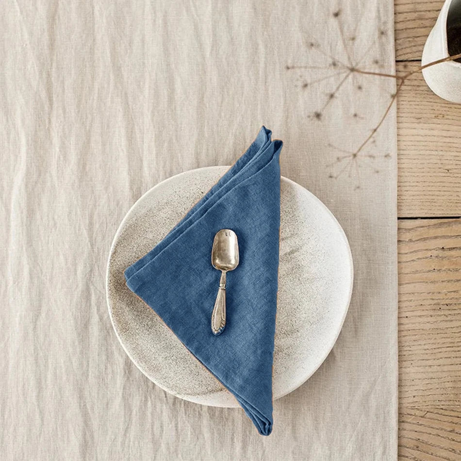 Set of 4 Cloth Napkins 100% Pure Linen 16x16Inch Hemmed Dinner Napkins Easy Care Machine Washable for Christmas Wedding Party