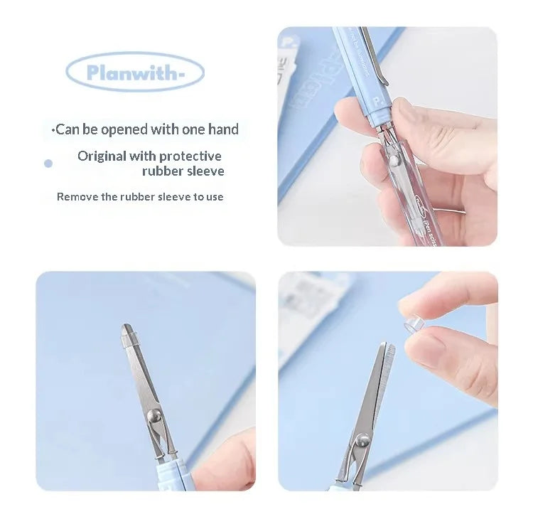 Planwith Stainless Steel Mini Folding Scissors Portable Creative Pen-Style Design DIY Paper-Cutting Art Tool School Office Supp