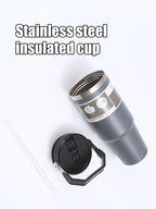 30OZ Portable Car Cup Stainless Steel Thermos Cup with Straw Travel Sports Water Bottle With Handle Cover Coffee Vacuum Flask
