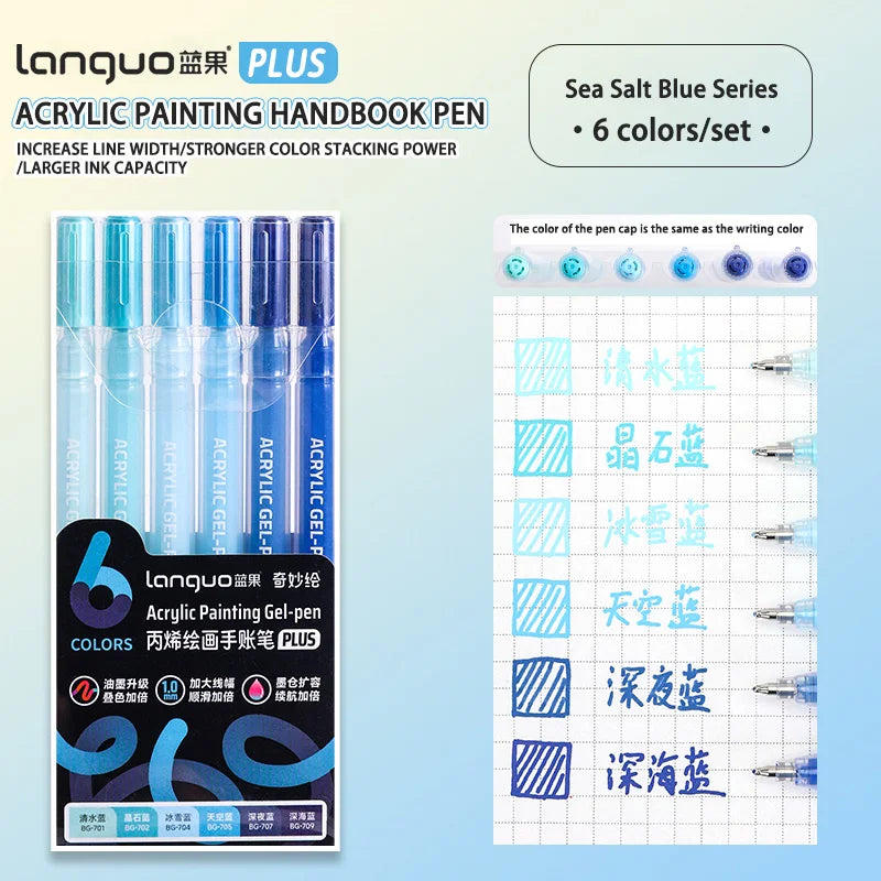 Languo 6/24/36/54/72/90 colors Acrylic Painting Handbook Pens Multi-Color Gel Pen Student Neutral Pen Writing Marker Stationery
