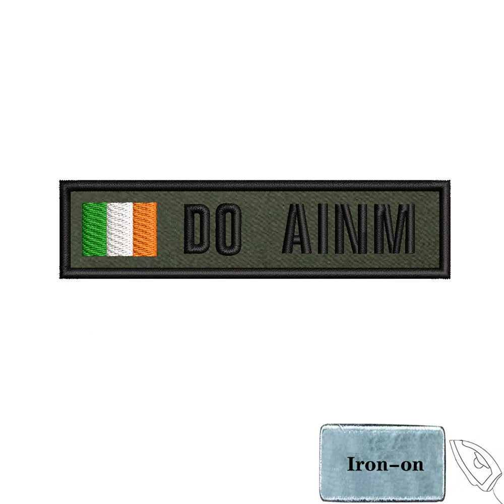 1PC 10cmX2.5cm Custom Name Flag Patch Stripes Badge Iron On Or Hook Loop Estonia Austria Bulgaria Hungary Romanian Ireland green