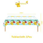 1pcs Pikachu Poké Ball Party Tablecloth Birthday Party Decoration Plastic Table Cover Tableware Baby Shower Supplies