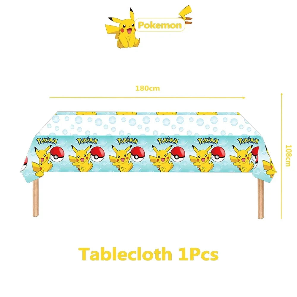1pcs Pikachu Poké Ball Party Tablecloth Birthday Party Decoration Plastic Table Cover Tableware Baby Shower Supplies