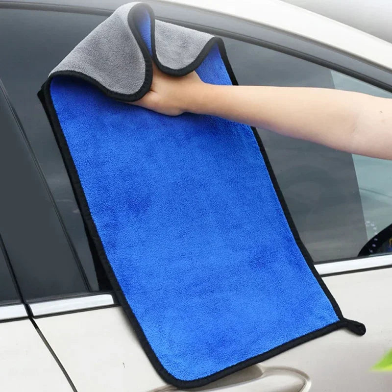 1/5pcs Microfiber Car Washing Towel Soft Quick Drying Windows Mirrors Wiping Rags Home Double Layer Cleaning Cloths 500GSM