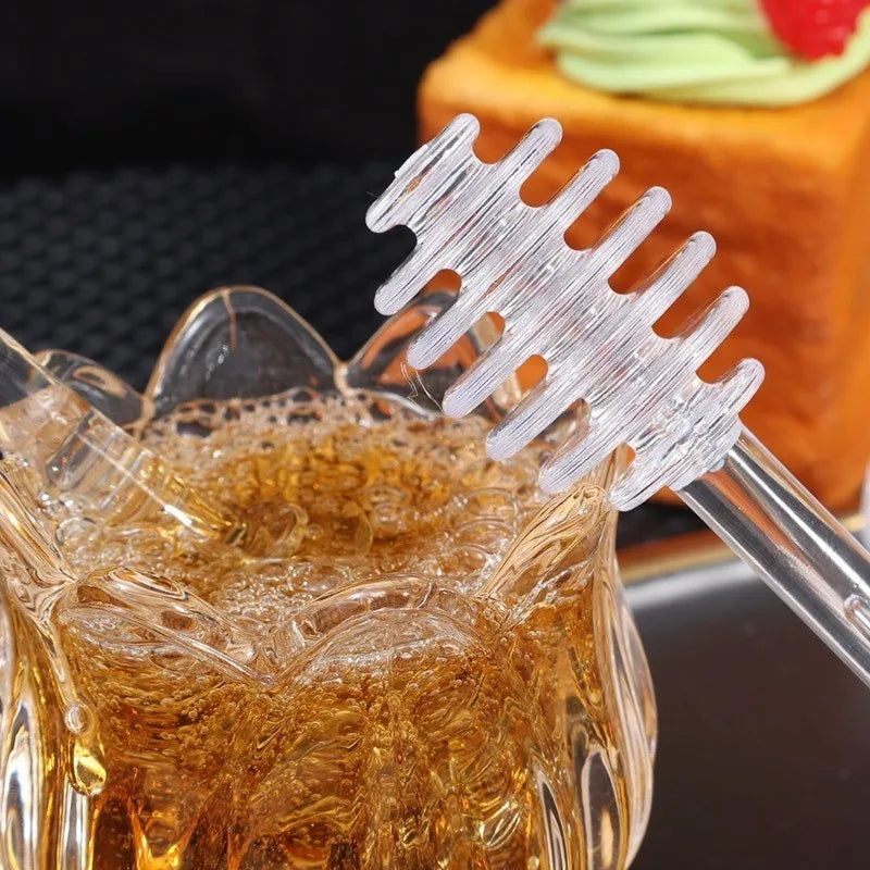 1Pcs Honey Spoon Plastic Honey Dipper Stick Syrup Dispenser Spoon Jar Stick Kitchen Accessories Server Honey Cooking Tools