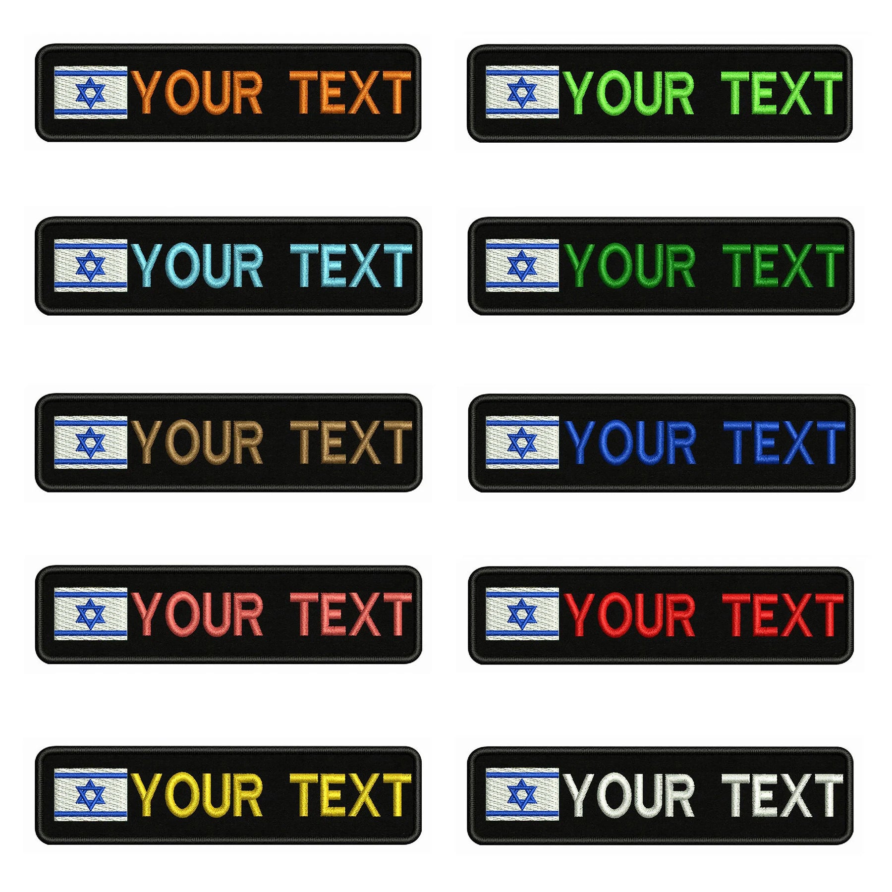 1PC 10cmx2.5cm Israel Flag Custom Personalized Name number Patch Stripes Badge tags Armband Iron On Or Hook Loop embroidered