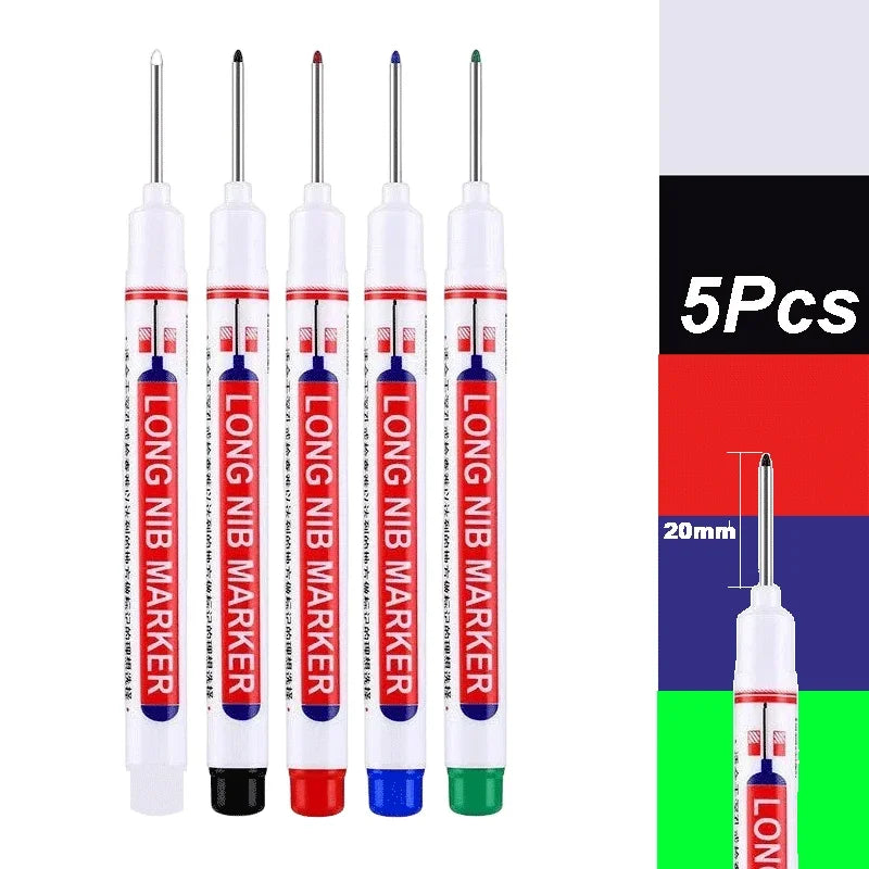 4-100Pcs 2cm Waterproof Long Head Markers Deep Hole Marker Pen for Metal Carpenter Red/Black/Blue/Green /White Woodworking Tools