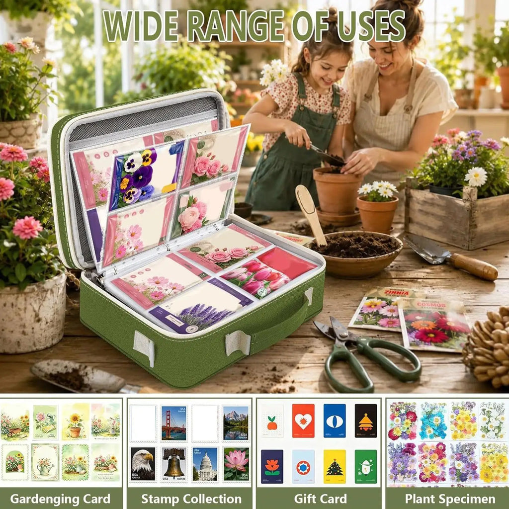 Plant Packet Organizer Binder Large Capacity 3-Ring With 20 Reusable Envelopes 30-Sheet Plantling Protector Binder Bag For