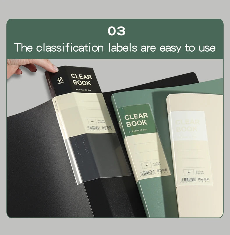 A4 Side-Loading Document Folder Multi-Layer Transparent  Organizer Paper Holder Sheet Music Binder with Dividers 20/30/40/60Page
