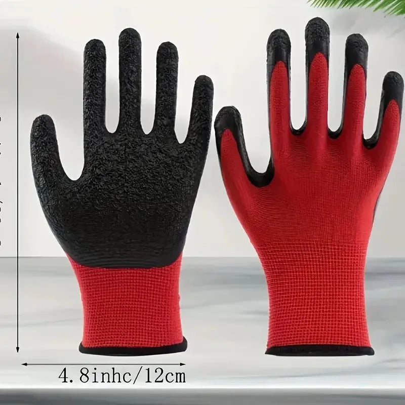 1/10pairs Non-slip Thicken Latex Rubber Safety Work Gloves Palm Coated Gloves Mechanic Working Gloves for Garden WorkTools