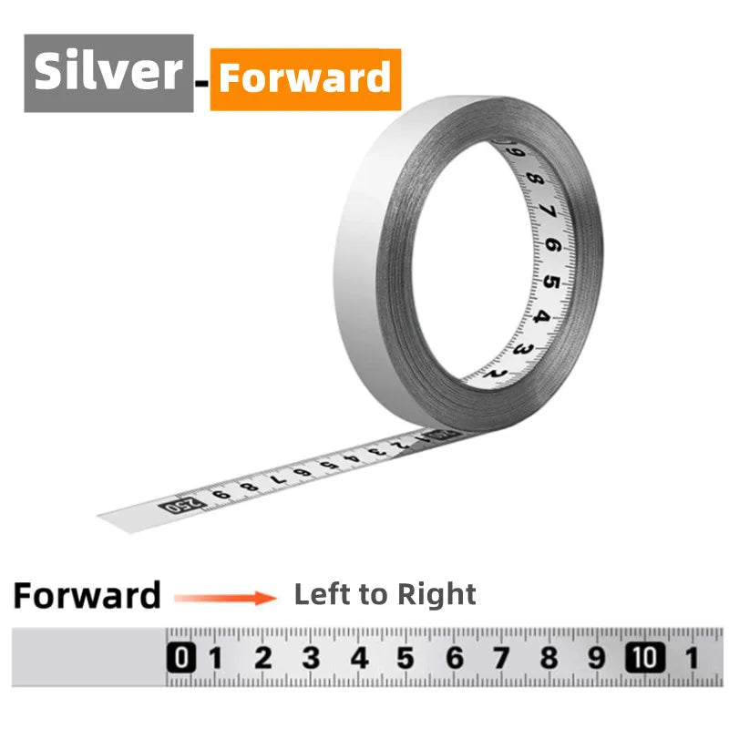 Self-Adhesive Measuring Tape Stainless Steel Workbench Ruler Adhesive Backed Tape Measure Metric Scale Rust-Proof Ruler