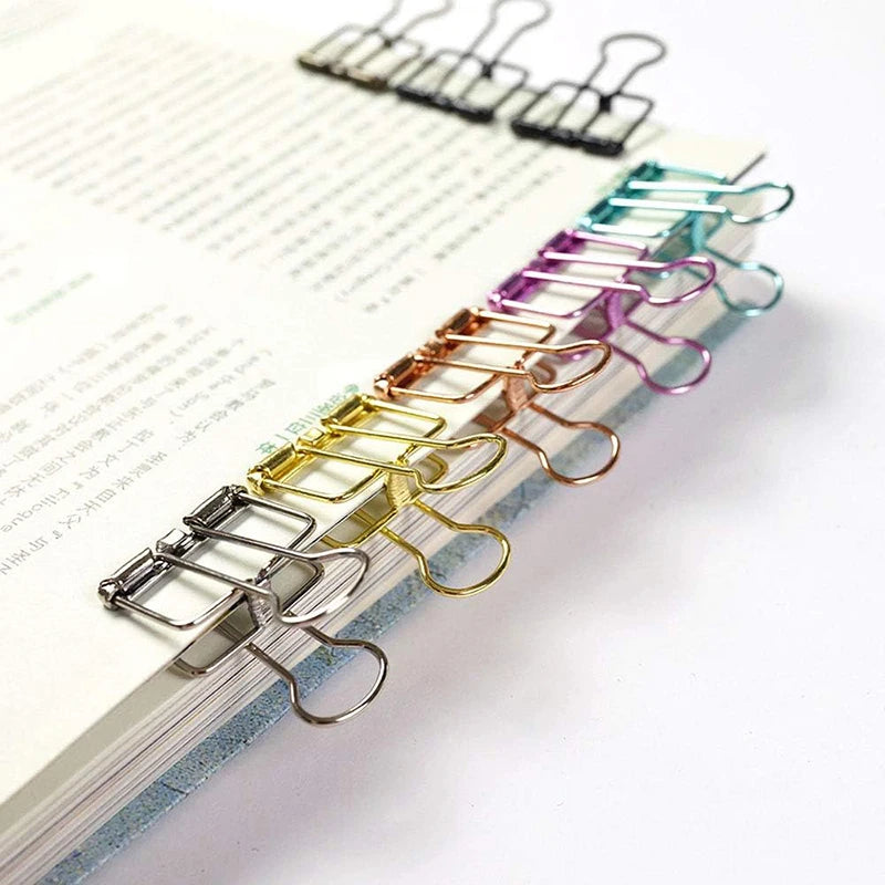 10Pcs Mini Paper Clip Black Sliver Binder Clips Page Holder Office Study Binder Clips Photo Clamp Office School Desk Organizer