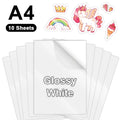 100% Transparent Printable Vinyl Sticker Paper Self-adhesive 10 Sheets A4 Glossy White Copy Paper DIY Labels for Inkjet Printer