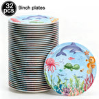 Sea Animal Theme Disposable Tableware Under The Sea Baby Shower Party Plates Napkins Cups Ocean Animals Birthday Party Supplies