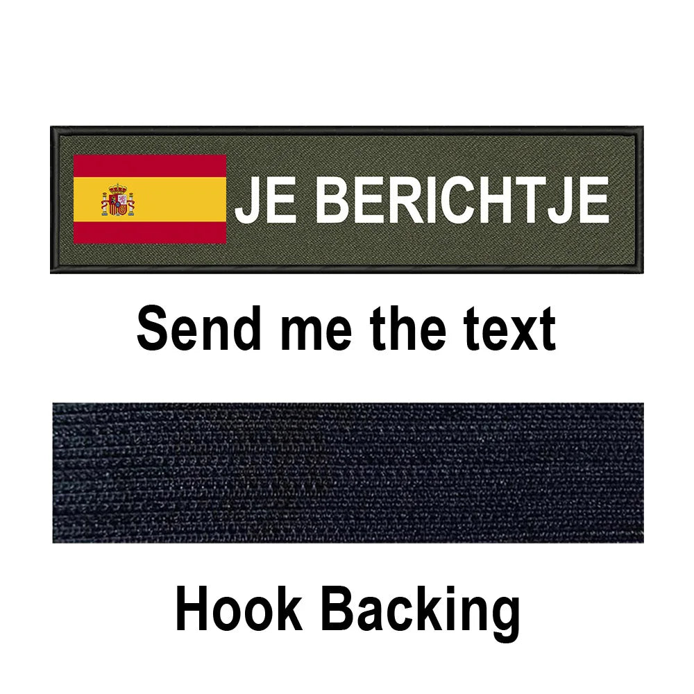 Custom Spain Flag Patch Tactical Patches Personalized Name Stripes Badge Tags Chevrons Armband Hook Loop For Military Backpack
